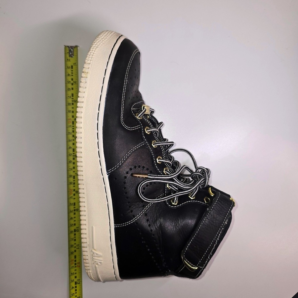 Vintage Nike Air Force 1 High Black Leather Gold Mens US 10.5 Streetwear Collect - Picture 12 of 16